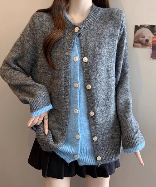 Girly Doll(ガーリードール)の「レイヤードデザインニットカーディガン(カーディガン/ボレロ・レディース・ブラウン/グレー・F)」の13枚目の写真