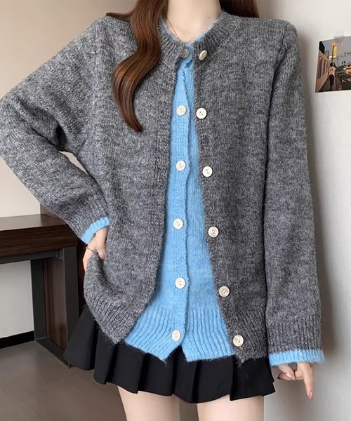 Girly Doll(ガーリードール)の「レイヤードデザインニットカーディガン(カーディガン/ボレロ・レディース・ブラウン/グレー・F)」の14枚目の写真