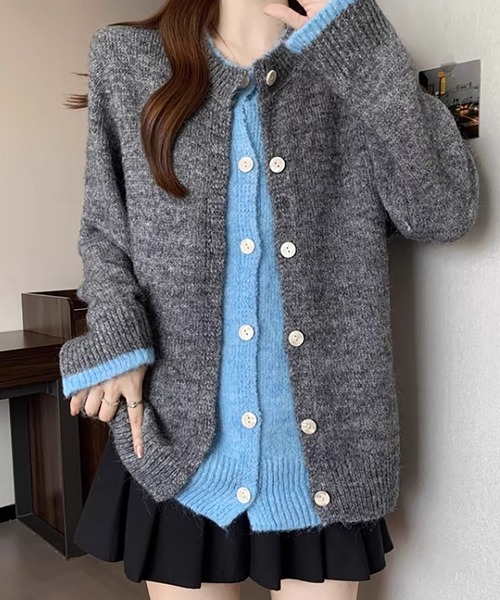 Girly Doll(ガーリードール)の「レイヤードデザインニットカーディガン(カーディガン/ボレロ・レディース・ブラウン/グレー・F)」の15枚目の写真