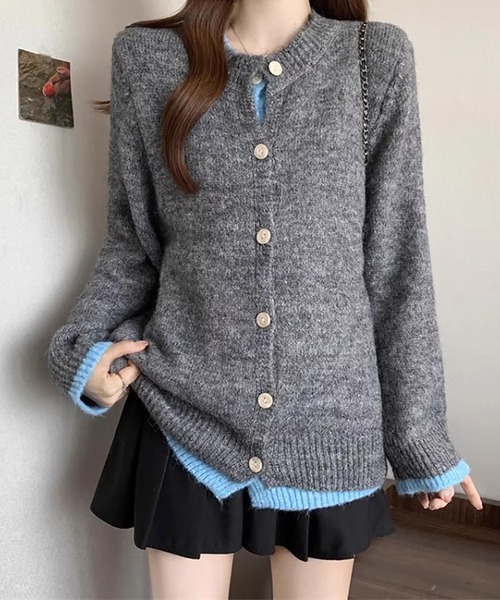 Girly Doll(ガーリードール)の「レイヤードデザインニットカーディガン(カーディガン/ボレロ・レディース・ブラウン/グレー・F)」の17枚目の写真