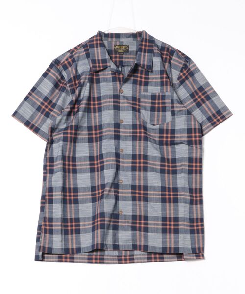 HOUSTON（ヒューストン）の「【HOUSTON】ポリエステルチェックシャツ（シャツ/ブラウス・メンズ・オレンジ/グリーン・X-LARGE/MEDIUM）」の2枚目の写真