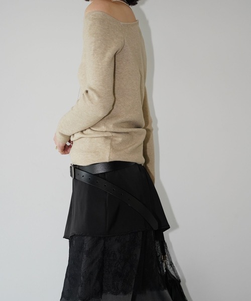 chuclla（チュクラ）の「ワンショルダー リブトップス chw26s029（ニット/セーター・レディース・ブラック/ベージュ・FREE）」の12枚目の写真