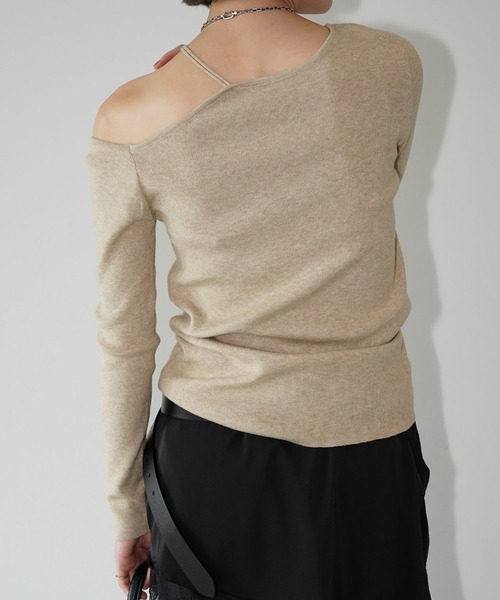 chuclla（チュクラ）の「ワンショルダー リブトップス chw26s029（ニット/セーター・レディース・ブラック/ベージュ・FREE）」の13枚目の写真