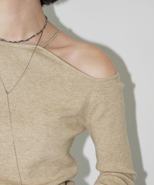 chuclla（チュクラ）の「ワンショルダー リブトップス chw26s029（ニット/セーター・レディース・ブラック/ベージュ・FREE）」の14枚目の写真