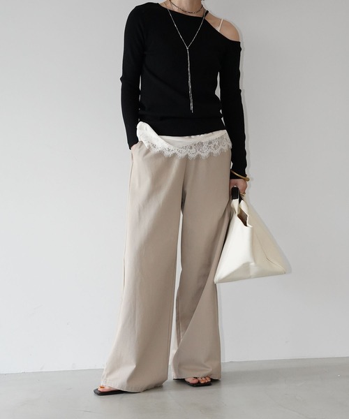 chuclla（チュクラ）の「ワンショルダー リブトップス chw26s029（ニット/セーター・レディース・ブラック/ベージュ・FREE）」の18枚目の写真