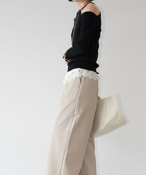 chuclla（チュクラ）の「ワンショルダー リブトップス chw26s029（ニット/セーター・レディース・ブラック/ベージュ・FREE）」の21枚目の写真