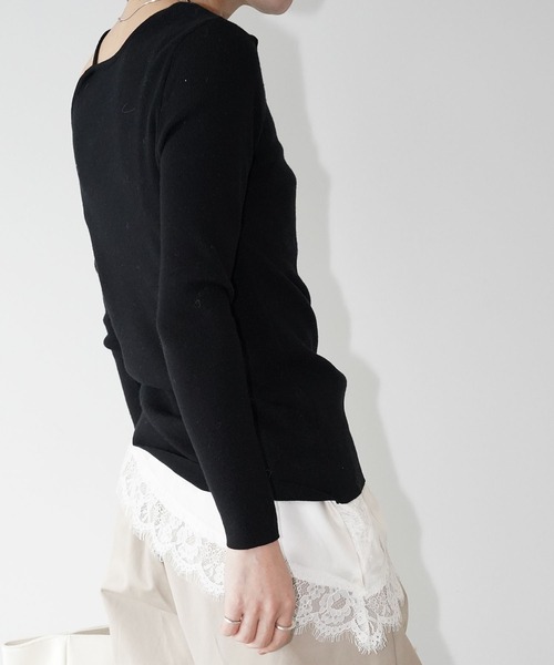 chuclla（チュクラ）の「ワンショルダー リブトップス chw26s029（ニット/セーター・レディース・ブラック/ベージュ・FREE）」の4枚目の写真