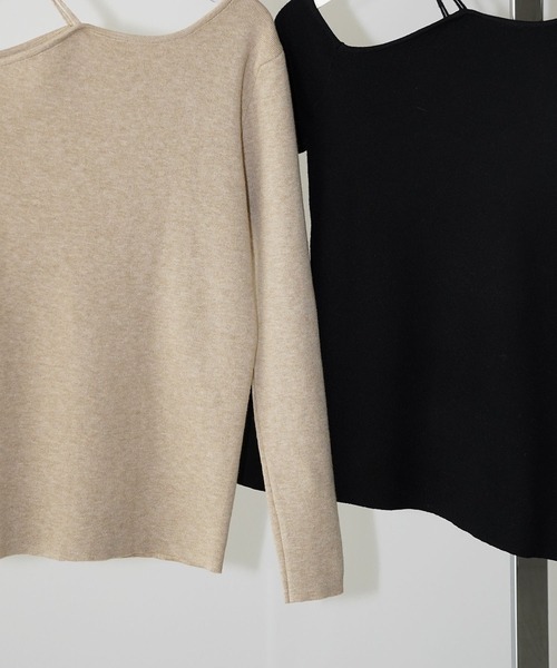 chuclla（チュクラ）の「ワンショルダー リブトップス chw26s029（ニット/セーター・レディース・ブラック/ベージュ・FREE）」の10枚目の写真