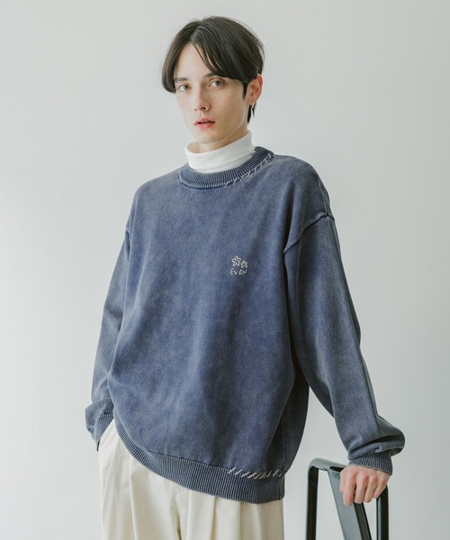 RAGEBLUE(レイジブルー)の「Pigment Handstitch Motif Knit / ピグメント加工ハンドステッチ刺繍ニット(ニット/セーター・メンズ・グレー/ブラウン/ピンク/ネイビー・MEDIUM/LARGE)」の3枚目の写真