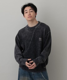 RAGEBLUE | Pigment Handstitch Motif Knit / ピグメント加工ハンドステッチ刺繍ニット(ニット/セーター)