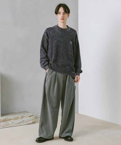 RAGEBLUE(レイジブルー)の「Pigment Handstitch Motif Knit / ピグメント加工ハンドステッチ刺繍ニット(ニット/セーター・メンズ・グレー/ブラウン/ピンク/ネイビー・MEDIUM/LARGE)」の6枚目の写真