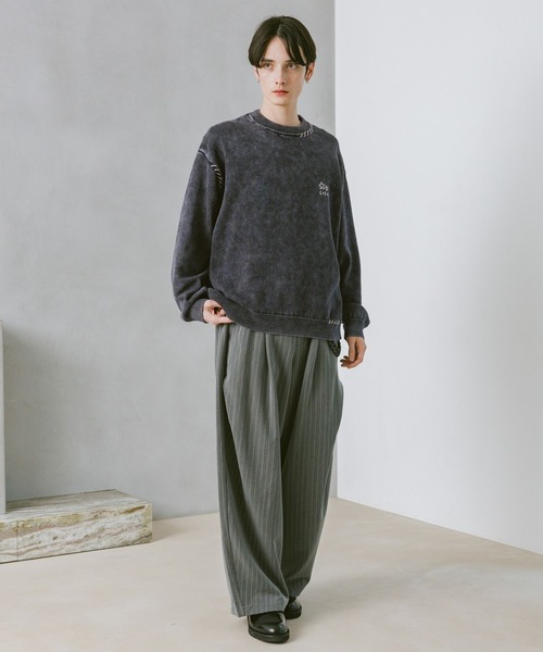 RAGEBLUE(レイジブルー)の「Pigment Handstitch Motif Knit / ピグメント加工ハンドステッチ刺繍ニット(ニット/セーター・メンズ・グレー/ブラウン/ピンク/ネイビー・MEDIUM/LARGE)」の7枚目の写真