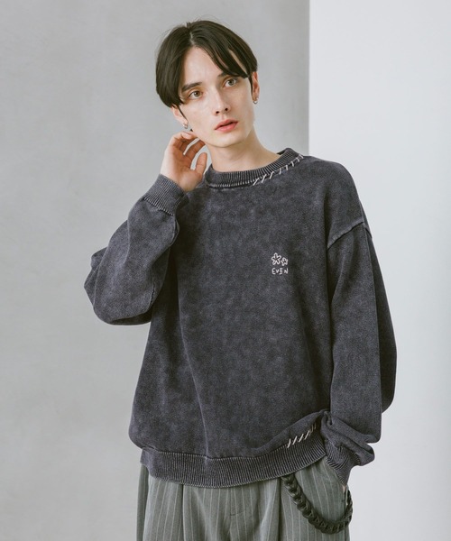 RAGEBLUE(レイジブルー)の「Pigment Handstitch Motif Knit / ピグメント加工ハンドステッチ刺繍ニット(ニット/セーター・メンズ・グレー/ブラウン/ピンク/ネイビー・MEDIUM/LARGE)」の8枚目の写真