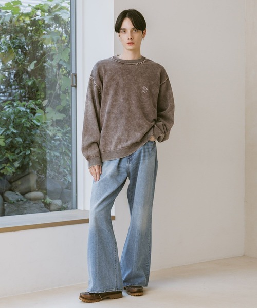 RAGEBLUE(レイジブルー)の「Pigment Handstitch Motif Knit / ピグメント加工ハンドステッチ刺繍ニット(ニット/セーター・メンズ・グレー/ブラウン/ピンク/ネイビー・MEDIUM/LARGE)」の17枚目の写真