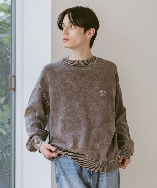 RAGEBLUE(レイジブルー)の「Pigment Handstitch Motif Knit / ピグメント加工ハンドステッチ刺繍ニット(ニット/セーター・メンズ・グレー/ブラウン/ピンク/ネイビー・MEDIUM/LARGE)」の20枚目の写真