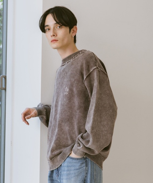 RAGEBLUE(レイジブルー)の「Pigment Handstitch Motif Knit / ピグメント加工ハンドステッチ刺繍ニット(ニット/セーター・メンズ・グレー/ブラウン/ピンク/ネイビー・MEDIUM/LARGE)」の21枚目の写真