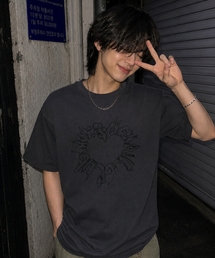 アウター ハート 半袖Tシャツ (チャコール)