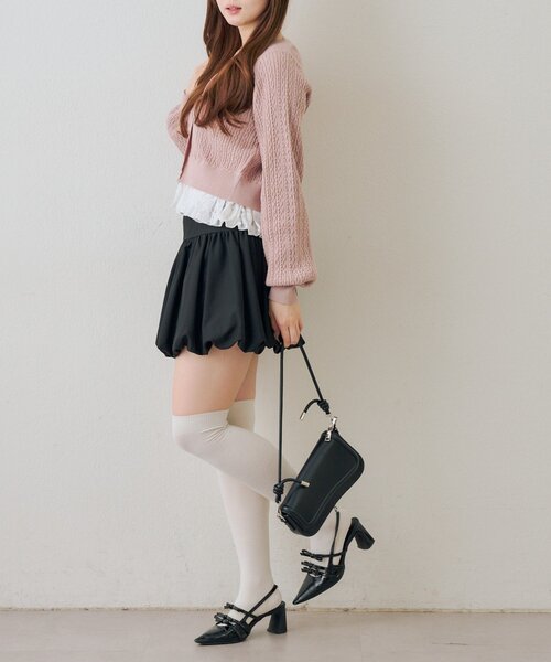 continuer de NICE CLAUP（コンティニューデナイスクラップ）の「裾レースリボン釦カーディガン（カーディガン/ボレロ・レディース・ネイビー/イエロー/ピンク/オフホワイト/レッド/サックスブルー・FREE）」の18枚目の写真