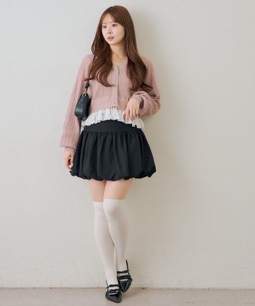 continuer de NICE CLAUP（コンティニューデナイスクラップ）の「裾レースリボン釦カーディガン（カーディガン/ボレロ・レディース・ネイビー/イエロー/ピンク/オフホワイト/レッド/サックスブルー・FREE）」の22枚目の写真