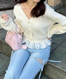 continuer de NICE CLAUP | 裾レースリボン釦カーディガン(カーディガン/ボレロ)