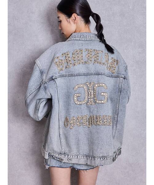 GYDA（ジェイダ）の「Symmetry GYDA bijou BIGデニムGジャン（デニムジャケット・レディース・ライトブルー/ブルー・FREE）」の2枚目の写真