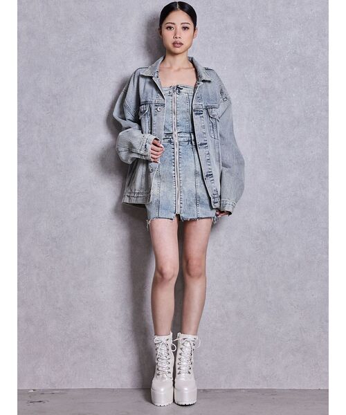 GYDA（ジェイダ）の「Symmetry GYDA bijou BIGデニムGジャン（デニムジャケット・レディース・ライトブルー/ブルー・FREE）」の6枚目の写真