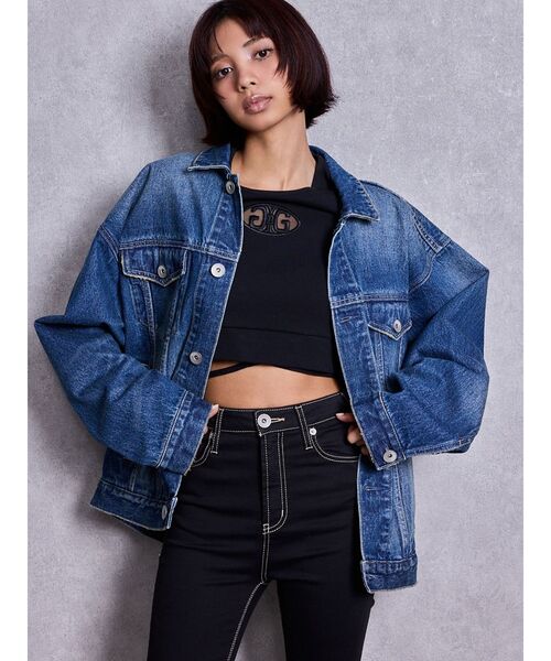 GYDA（ジェイダ）の「Symmetry GYDA bijou BIGデニムGジャン（デニムジャケット・レディース・ライトブルー/ブルー・FREE）」の9枚目の写真