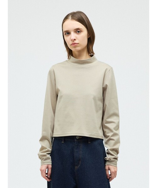 mizuiroind（ミズイロインド）の「mizuiro ind モックネックTシャツ（Tシャツ/カットソー・レディース・ホワイト/ベージュ/スモークピンク/ブラック/ブルー・FREE）」の3枚目の写真