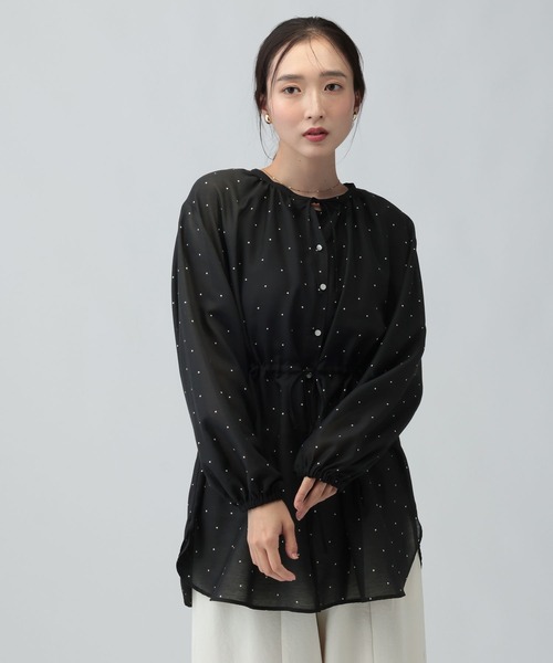 LEPSIM(レプシィム)の「着回しブラウス《2点セット》 639490(シャツ/ブラウス・レディース・グレー/オフホワイト/ブラウン/イエロー/ブラック/ドット・FREE)」の6枚目の写真