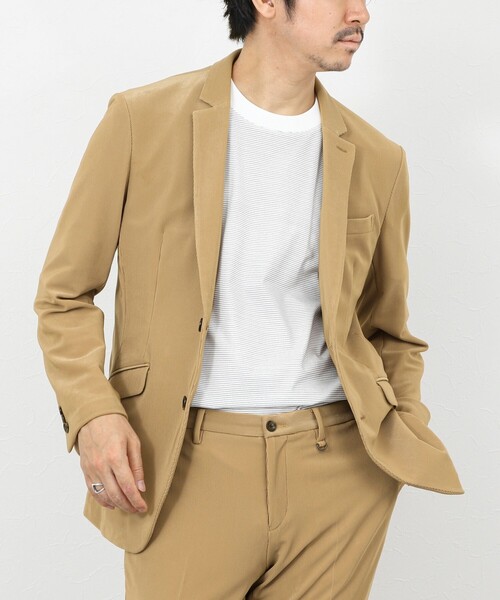 Stutostein Nolley's（シュテットシュタインノーリーズ）の「《ビジカジ/セットアップ対応》ストレッチコードピケ テーラードジャケット 26SS（テーラードジャケット・メンズ・ブラック/オリーブ/ベージュ/ダークネイビー・XL/L/M/S）」の3枚目の写真