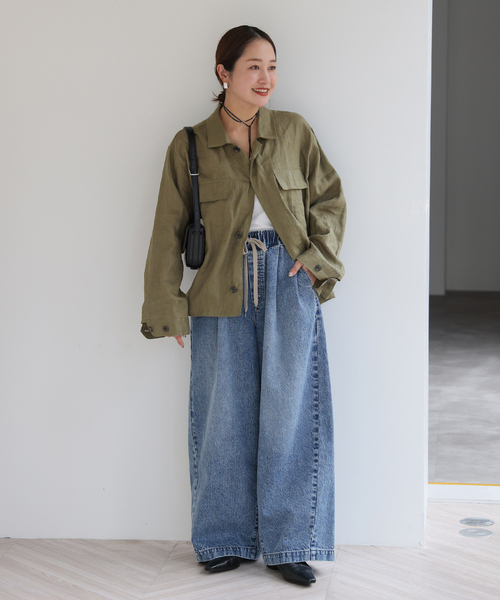 JOURNAL STANDARD(ジャーナルスタンダード)の「《追加》リネンミリタリージャケット(ミリタリージャケット・レディース・ブラック/カーキ/ブラウン・FREE)」の20枚目の写真