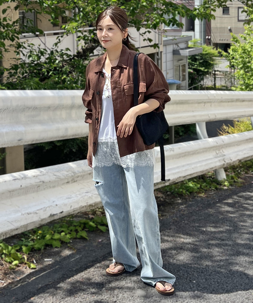 JOURNAL STANDARD(ジャーナルスタンダード)の「《追加》リネンミリタリージャケット(ミリタリージャケット・レディース・ブラック/カーキ/ブラウン・FREE)」の13枚目の写真