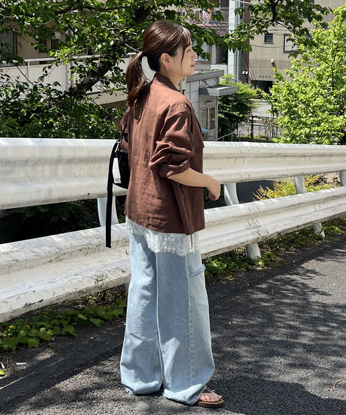 JOURNAL STANDARD(ジャーナルスタンダード)の「《追加》リネンミリタリージャケット(ミリタリージャケット・レディース・ブラック/カーキ/ブラウン・FREE)」の14枚目の写真