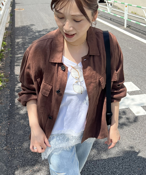 JOURNAL STANDARD(ジャーナルスタンダード)の「《追加》リネンミリタリージャケット(ミリタリージャケット・レディース・ブラック/カーキ/ブラウン・FREE)」の17枚目の写真