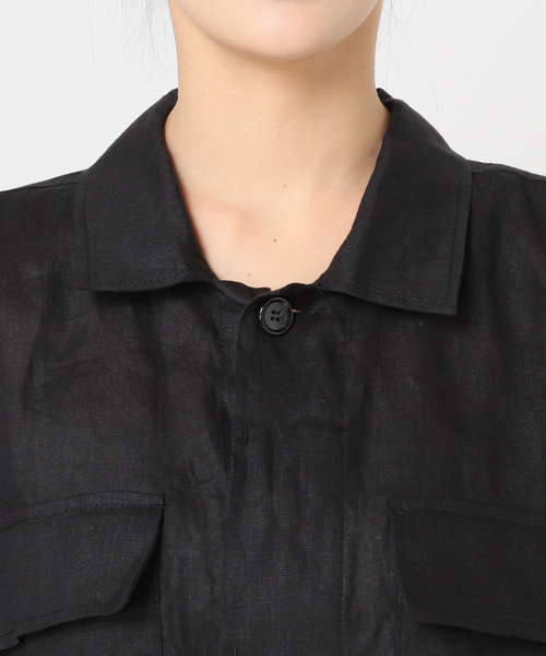 JOURNAL STANDARD(ジャーナルスタンダード)の「《追加》リネンミリタリージャケット(ミリタリージャケット・レディース・ブラック/カーキ・FREE)」の9枚目の写真