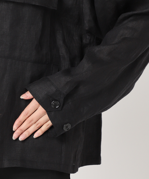 JOURNAL STANDARD(ジャーナルスタンダード)の「《追加》リネンミリタリージャケット(ミリタリージャケット・レディース・ブラック/カーキ・FREE)」の11枚目の写真