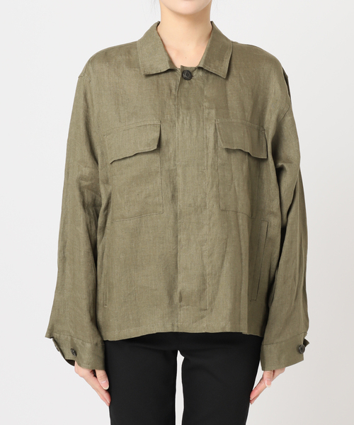 JOURNAL STANDARD(ジャーナルスタンダード)の「《追加》リネンミリタリージャケット(ミリタリージャケット・レディース・ブラック/カーキ・FREE)」の22枚目の写真