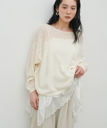 【LARUTA】透かしモヘアボートネックプルオーバー