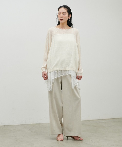 LARUTA（ラルータ）の「【LARUTA】透かしモヘアボートネックプルオーバー（ニット/セーター・レディース・ピンク/イエロー/チャコールグレー/アイボリー・FREE）」の9枚目の写真