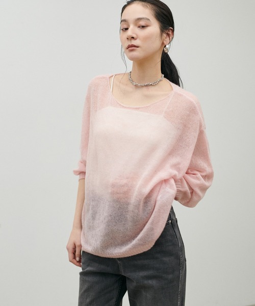 LARUTA（ラルータ）の「【LARUTA】透かしモヘアボートネックプルオーバー（ニット/セーター・レディース・ピンク/イエロー/チャコールグレー/アイボリー・FREE）」の22枚目の写真