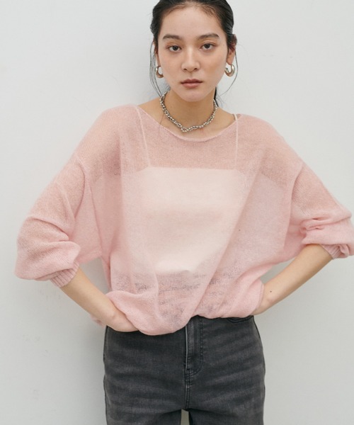 LARUTA（ラルータ）の「【LARUTA】透かしモヘアボートネックプルオーバー（ニット/セーター・レディース・ピンク/イエロー/チャコールグレー/アイボリー・FREE）」の20枚目の写真
