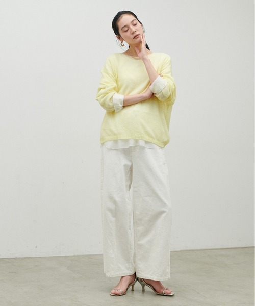 LARUTA（ラルータ）の「【LARUTA】透かしモヘアボートネックプルオーバー（ニット/セーター・レディース・ピンク/イエロー/チャコールグレー/アイボリー・FREE）」の19枚目の写真