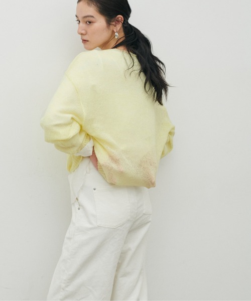 LARUTA（ラルータ）の「【LARUTA】透かしモヘアボートネックプルオーバー（ニット/セーター・レディース・ピンク/イエロー/チャコールグレー/アイボリー・FREE）」の17枚目の写真