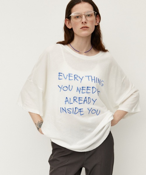 Auntie Rosa Holiday(アンティローザホリデー)の「オーバーサイズシアーロゴTEE(Tシャツ/カットソー・レディース・グレー/ホワイト・FREE)」の1枚目の写真
