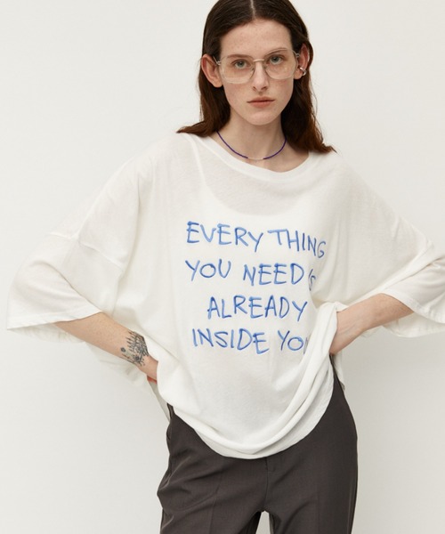Auntie Rosa Holiday(アンティローザホリデー)の「オーバーサイズシアーロゴTEE(Tシャツ/カットソー・レディース・グレー/ホワイト・FREE)」の4枚目の写真