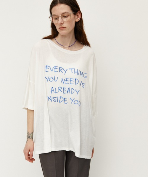 Auntie Rosa Holiday(アンティローザホリデー)の「オーバーサイズシアーロゴTEE(Tシャツ/カットソー・レディース・グレー/ホワイト・FREE)」の3枚目の写真