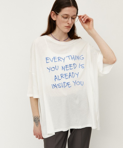 Auntie Rosa Holiday(アンティローザホリデー)の「オーバーサイズシアーロゴTEE(Tシャツ/カットソー・レディース・グレー/ホワイト・FREE)」の5枚目の写真