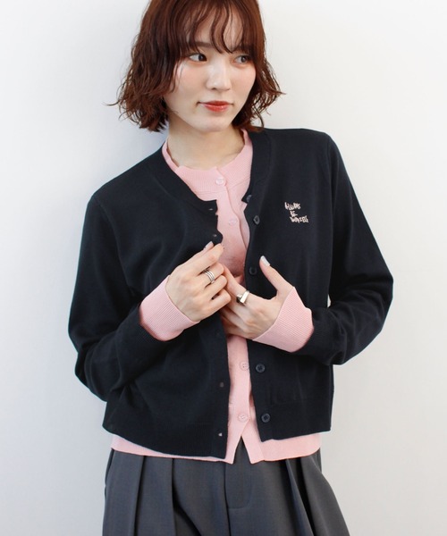 ABYS(アビス)の「ロゴ刺繍レイヤードカーディガン(カーディガン/ボレロ・レディース・ネイビー/ベージュ/グレー/ブラウン・FREE)」の4枚目の写真