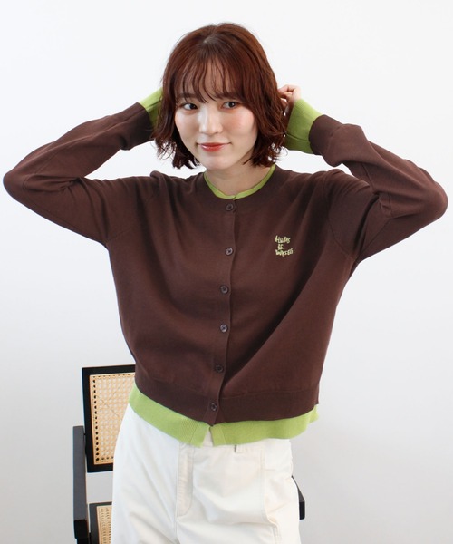 ABYS(アビス)の「ロゴ刺繍レイヤードカーディガン(カーディガン/ボレロ・レディース・ネイビー/ベージュ/グレー/ブラウン・FREE)」の3枚目の写真