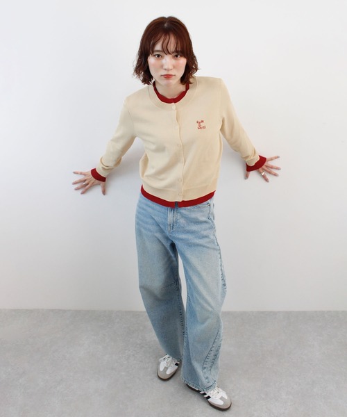 ABYS(アビス)の「ロゴ刺繍レイヤードカーディガン(カーディガン/ボレロ・レディース・ネイビー/ベージュ/グレー/ブラウン・FREE)」の5枚目の写真